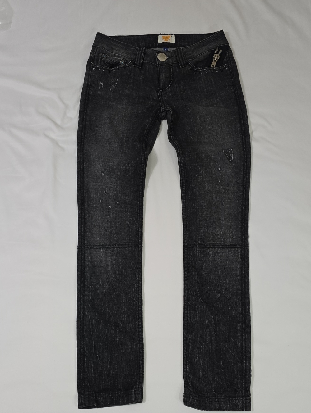 Antik Denim Women’s Black Skinny Jeans with Subtle Distress Size 25 EUC